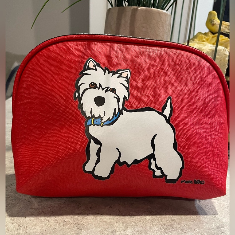 Marc Tetro Travel Cosmetic Bag Westie Red - NWOT Excellent Condition Large